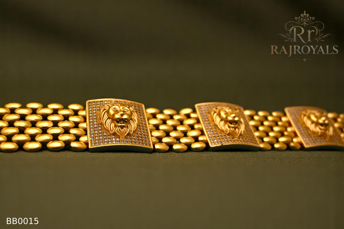 High Quality Lion face arounding stons work Bracelet for Men-BB0015