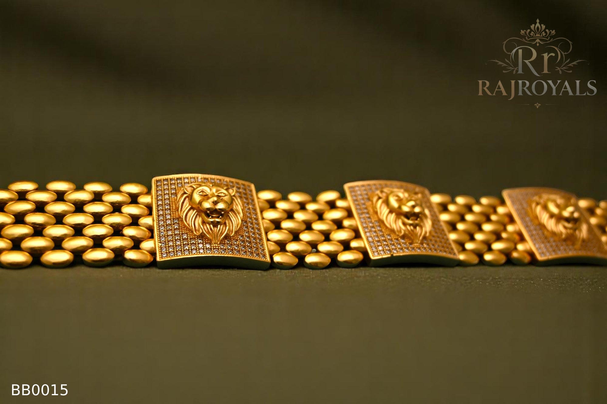 High Quality Lion face arounding stons work Bracelet for Men-BB0015
