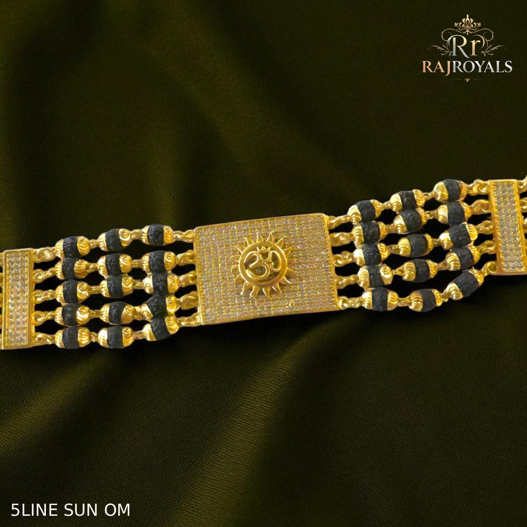 5 line rudrakhsa bracelets for sun om logo