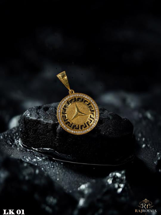 Mercedes Style Premium Gold Plated Pendant with CZ Stone Border LK.01